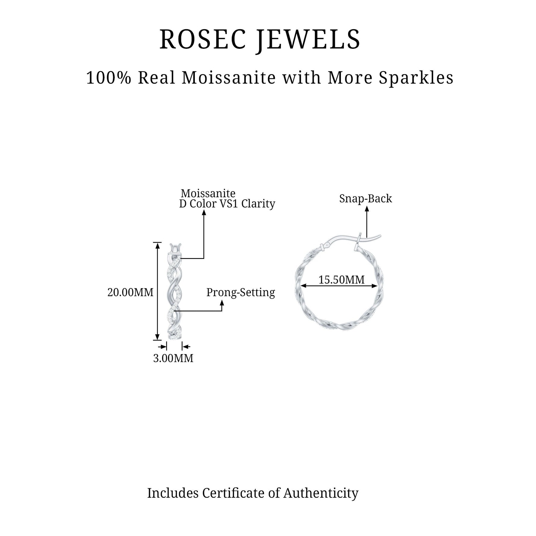 Braided Hoop Earrings with Certified Moissanite