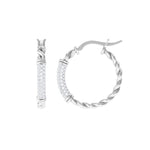 1.25 CT Twisted Rope Hoop Earrings with Diamond