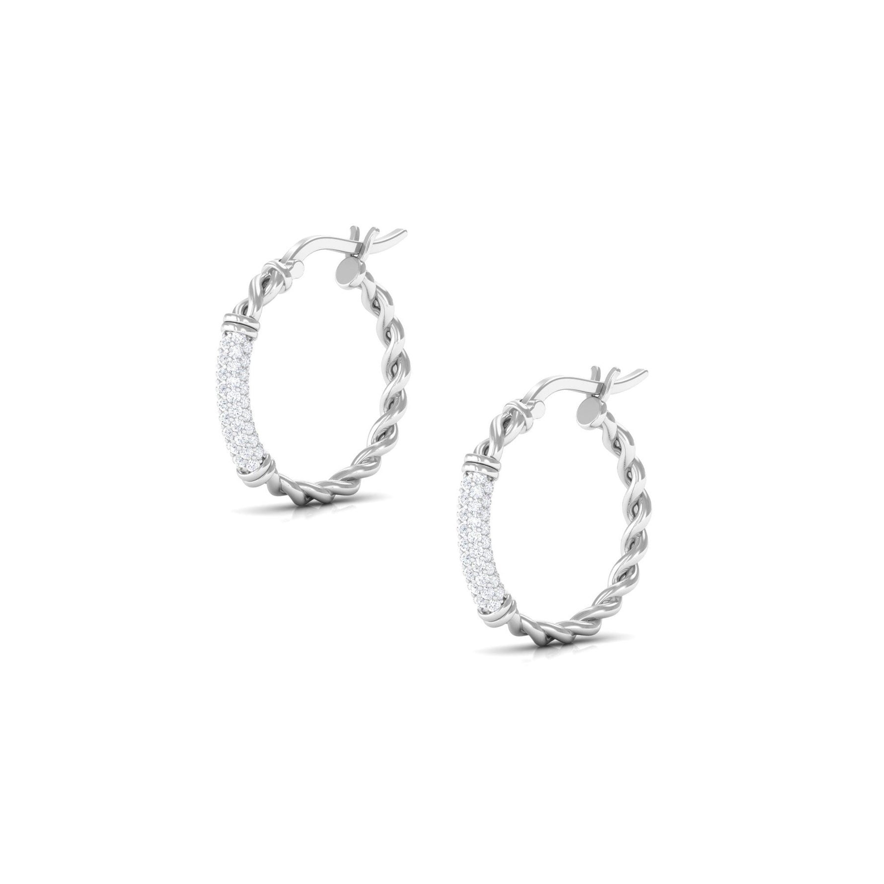 1.25 CT Twisted Rope Hoop Earrings with Diamond