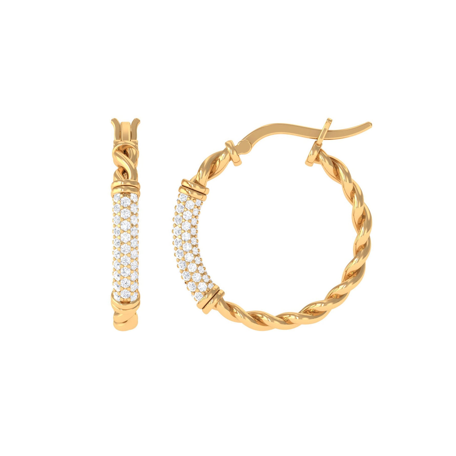 1.25 CT Twisted Rope Hoop Earrings with Diamond