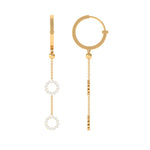 1 CT Open Circle Diamond Dangle Chain Hoop Earrings