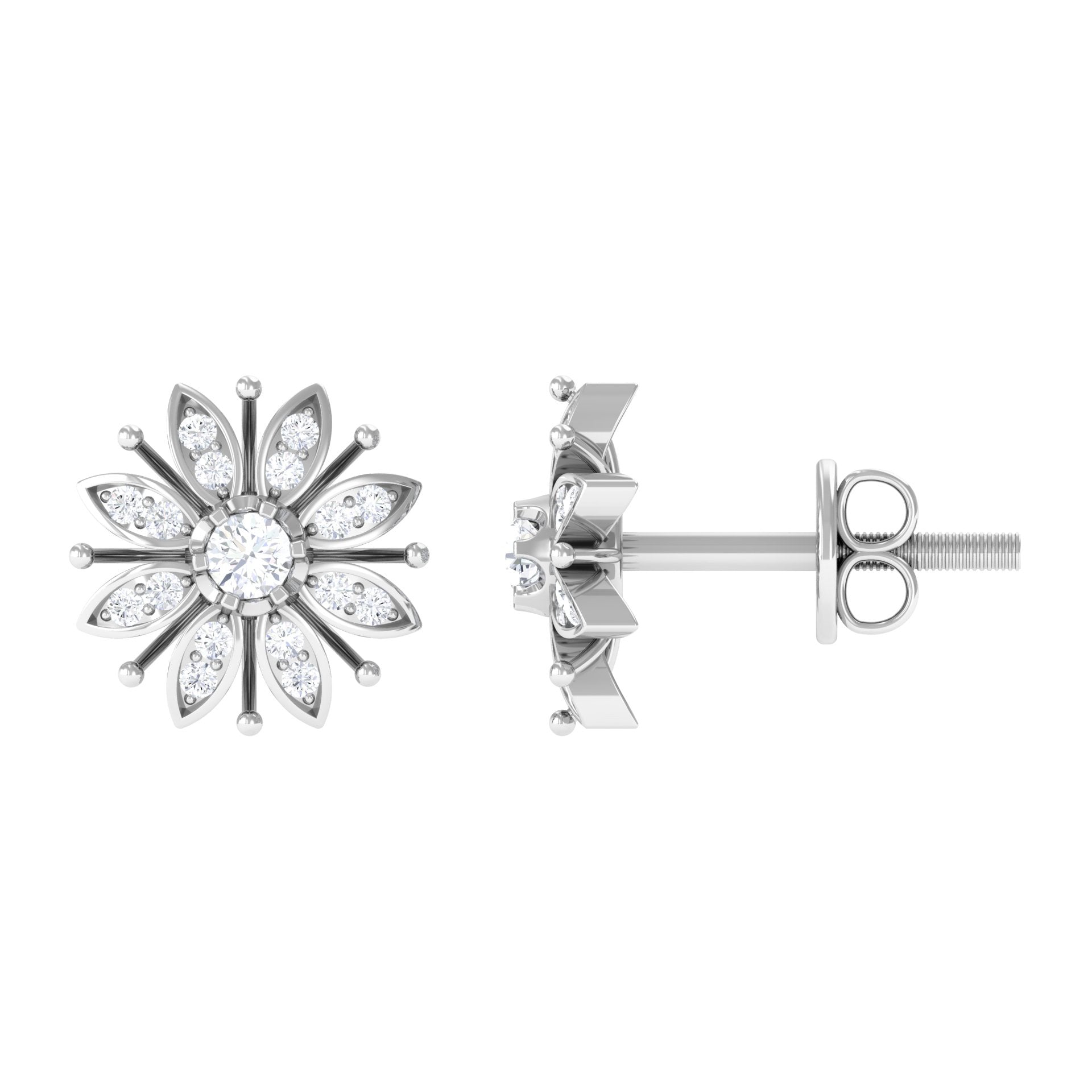 Certified Real Diamond Snowflake Earrings for Christmas