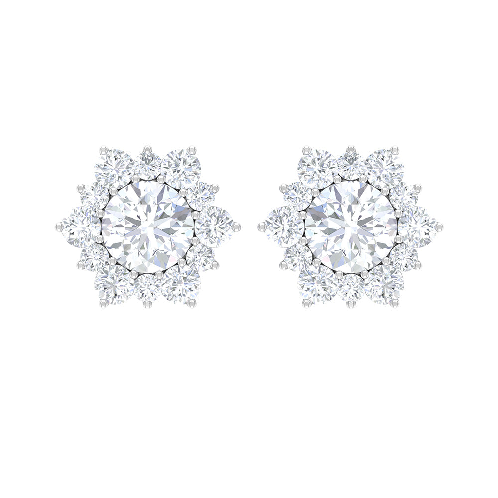 2.50 CT Halo Stud Earrings with Moissanite