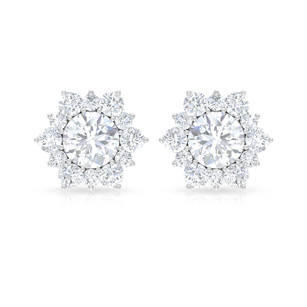 2.50 CT Halo Stud Earrings with Moissanite