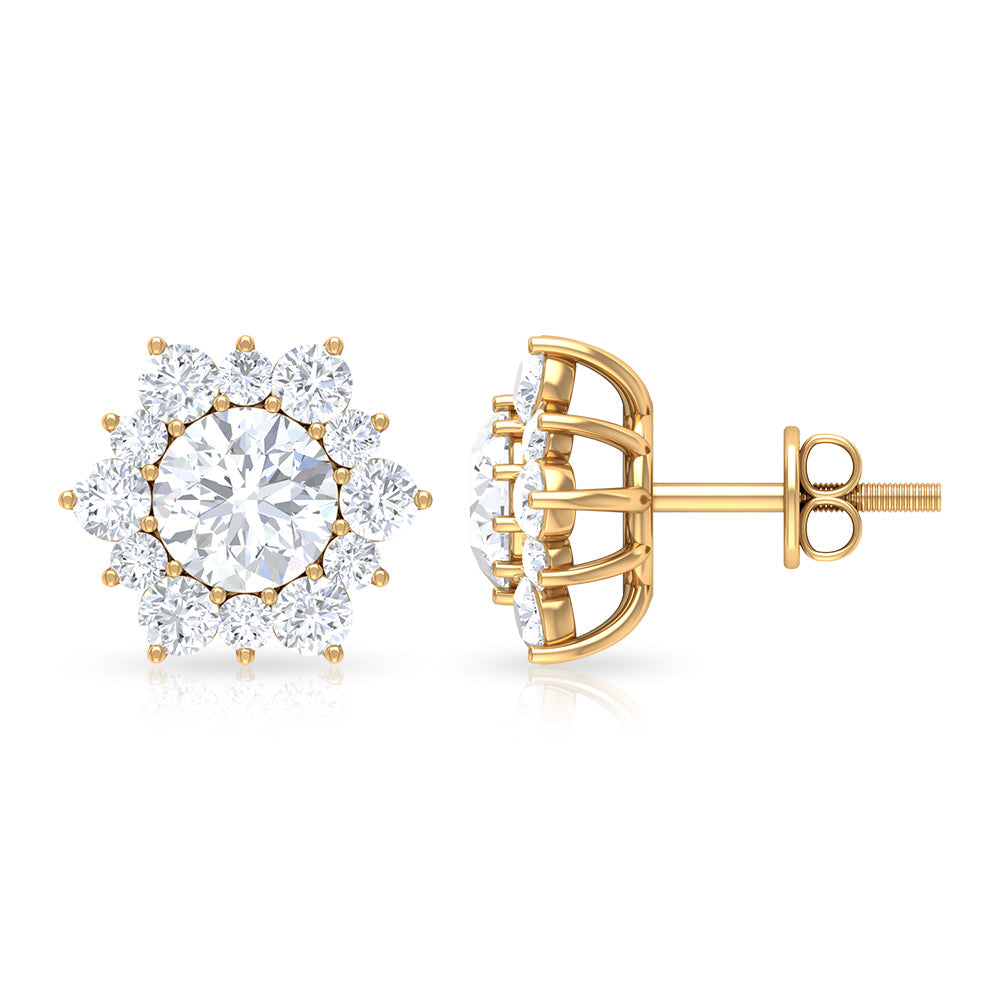 2.50 CT Halo Stud Earrings with Moissanite