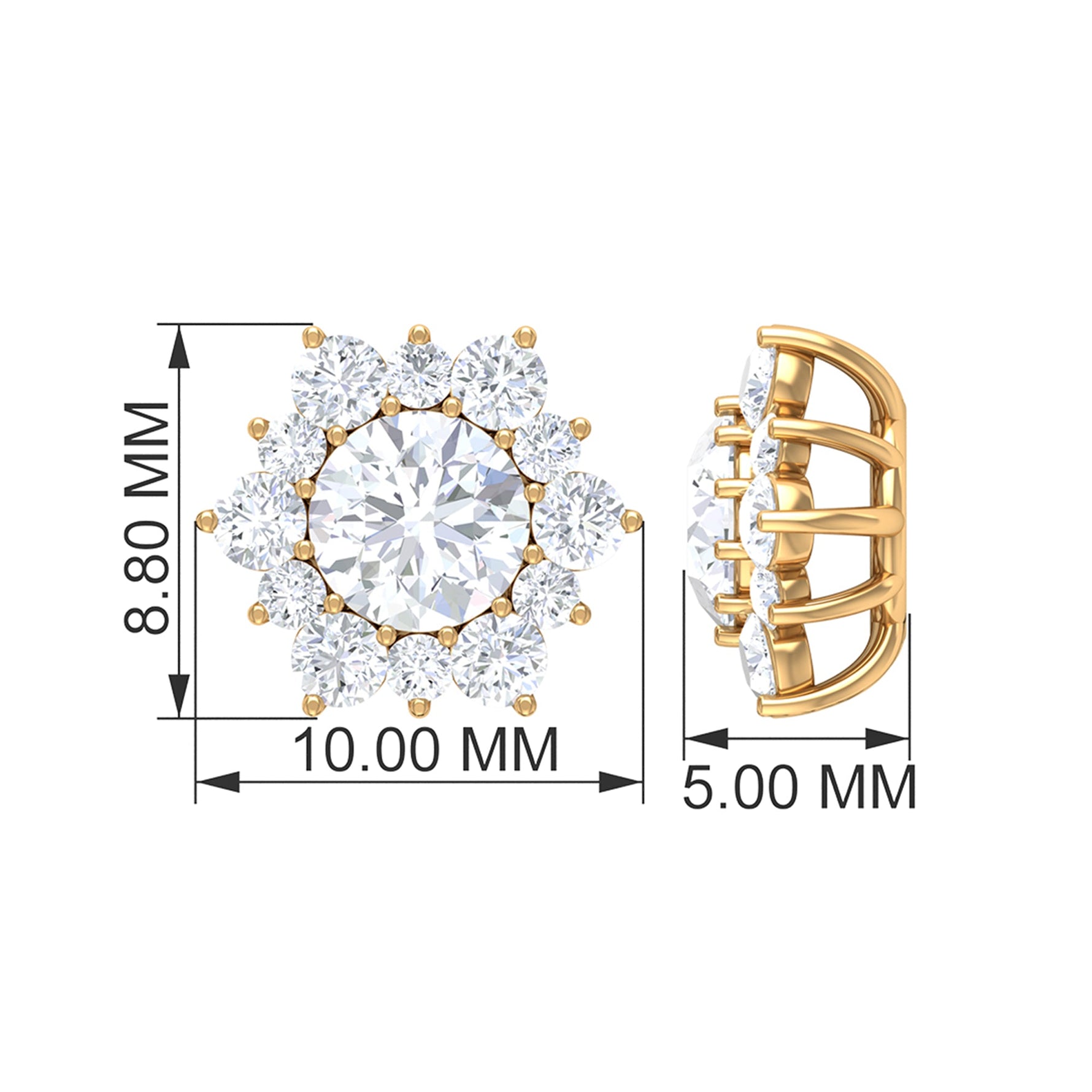 2.50 CT Halo Stud Earrings with Moissanite