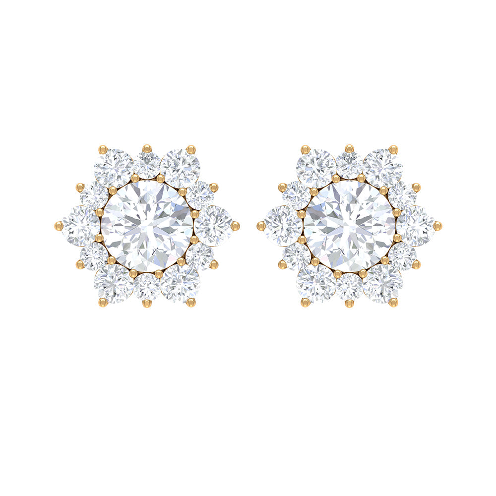 2.50 CT Halo Stud Earrings with Moissanite