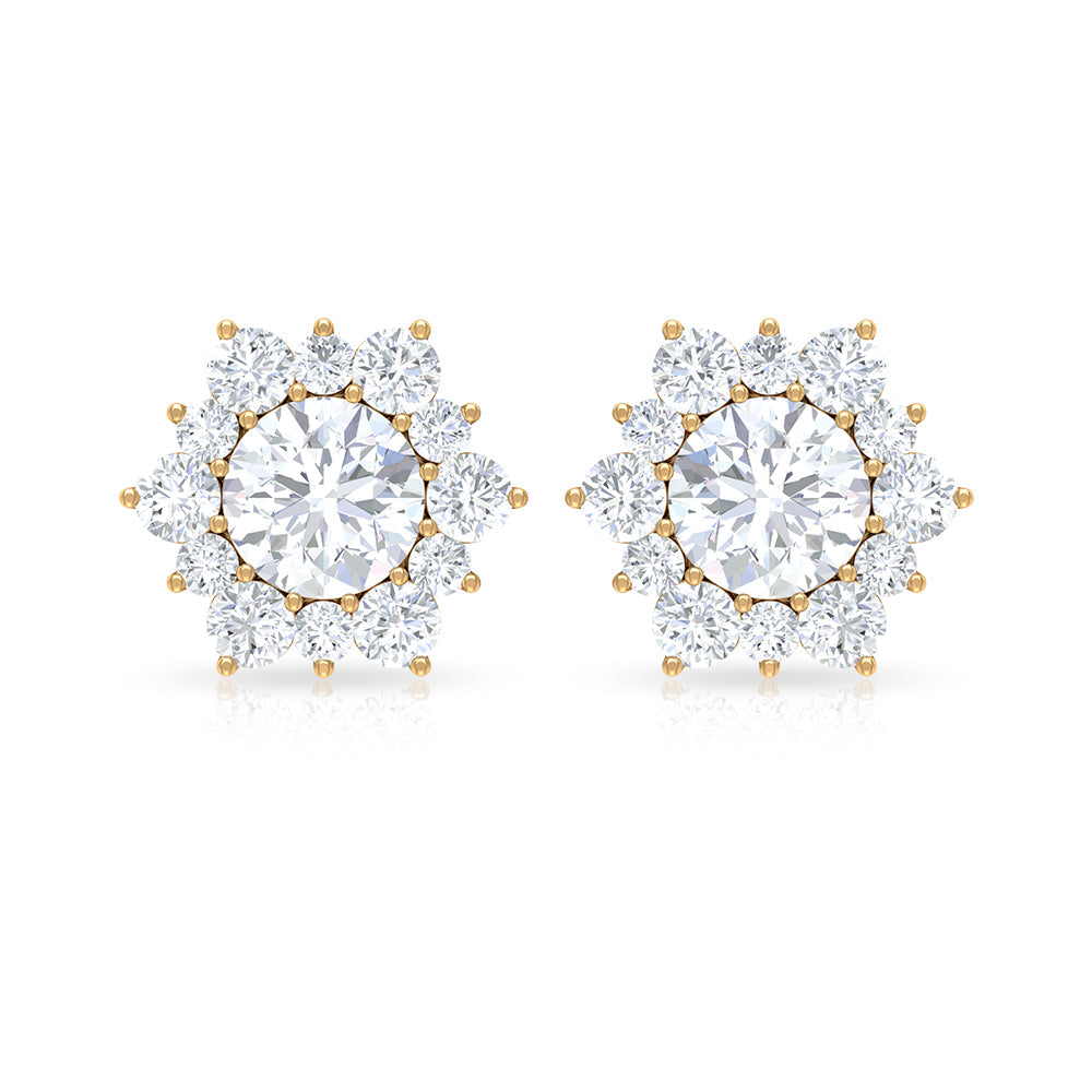 2.50 CT Halo Stud Earrings with Moissanite