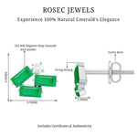 3/4 CT Modern Stud Earrings with Baguette Shape Emerald and Moissanite
