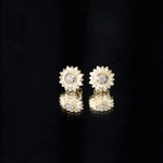 Diamond Sunflower Stud Earrings For Her