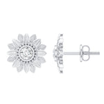 Diamond Sunflower Stud Earrings For Her