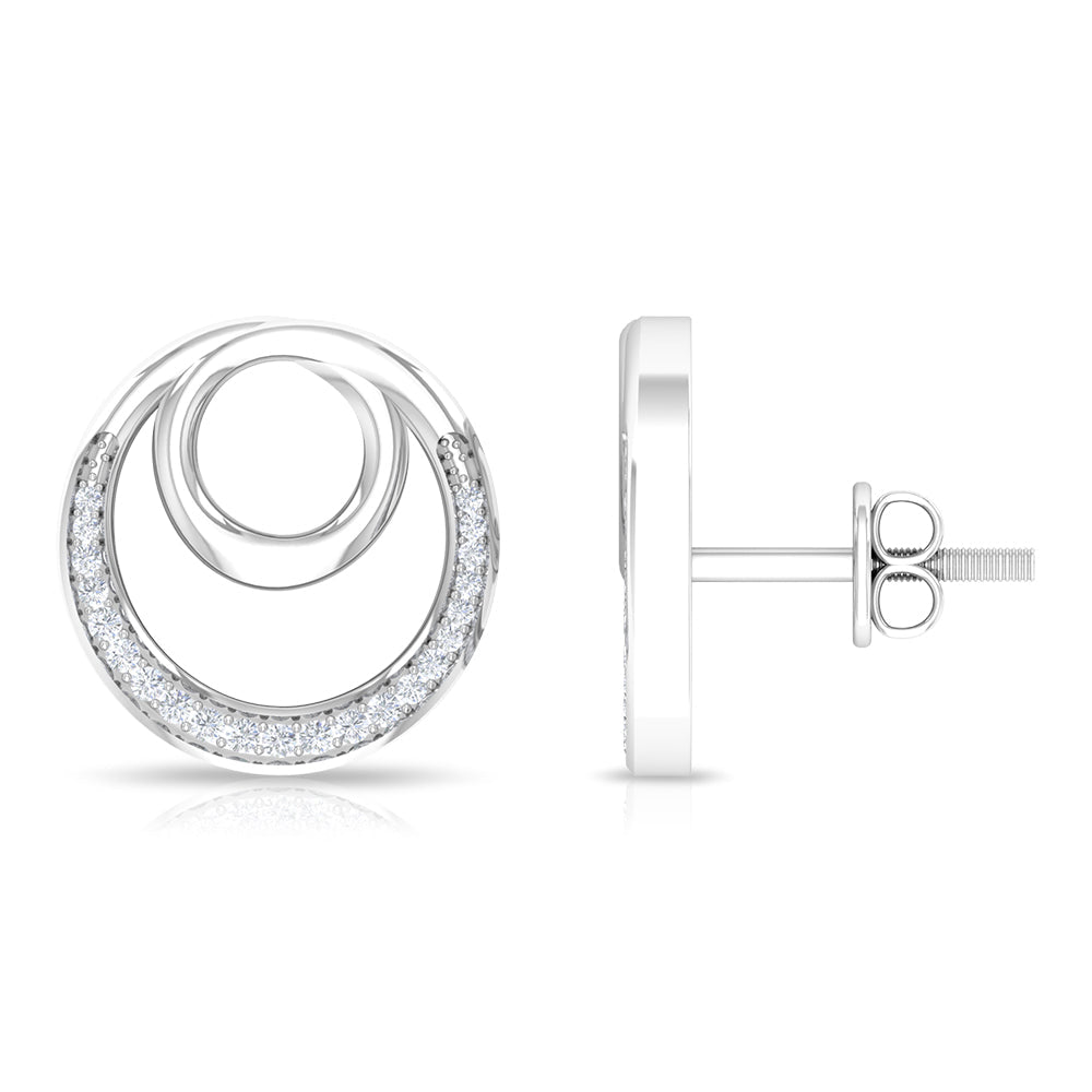 Certified Natural Diamond Circle in Circle Earrings