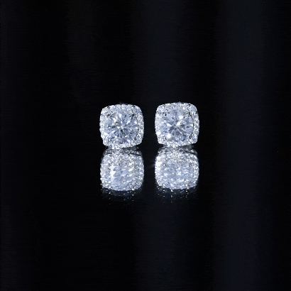 Round Cut Moissanite Classic Halo Stud Earrings