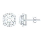 Round Cut Moissanite Classic Halo Stud Earrings