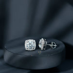 Round Cut Moissanite Classic Halo Stud Earrings