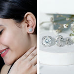 Round Cut Moissanite Classic Halo Stud Earrings