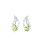 1/2 CT Pear Shape Peridot and Diamond Leaf Stud Earrings