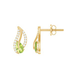 1/2 CT Pear Shape Peridot and Diamond Leaf Stud Earrings