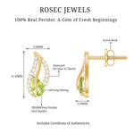 1/2 CT Pear Shape Peridot and Diamond Leaf Stud Earrings