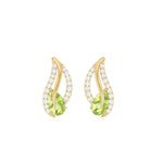 1/2 CT Pear Shape Peridot and Diamond Leaf Stud Earrings