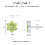 1.50 CT Peridot Floral Cluster Stud Earrings