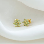 1.50 CT Peridot Floral Cluster Stud Earrings