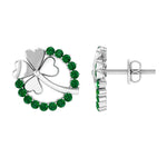 0.50 CT Emerald Eternity and Gold Clover Stud Earrings