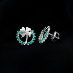 0.50 CT Emerald Eternity and Gold Clover Stud Earrings