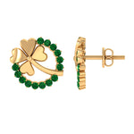 0.50 CT Emerald Eternity and Gold Clover Stud Earrings