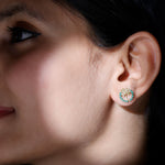 0.50 CT Emerald Eternity and Gold Clover Stud Earrings