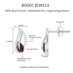 Pear Shape Garnet and Diamond Leaf Stud Earrings