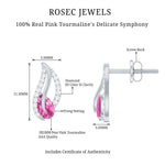 1/2 CT Pear Shape Pink Tourmaline and Diamond Leaf Stud Earrings