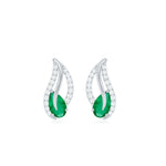 Genuine Emerald Leaf Earrings with Diamond