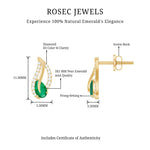 Genuine Emerald Leaf Earrings with Diamond