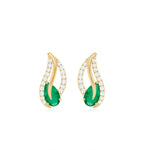 Genuine Emerald Leaf Earrings with Diamond