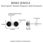 1 CT Simple Black Spinel Two Stone Infinity Stud Earrings