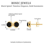 1 CT Simple Black Spinel Two Stone Infinity Stud Earrings
