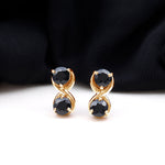1 CT Simple Black Spinel Two Stone Infinity Stud Earrings