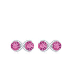 1 CT Simple Pink Tourmaline Two Stone Infinity Stud Earrings