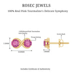 1 CT Simple Pink Tourmaline Two Stone Infinity Stud Earrings