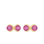 1 CT Simple Pink Tourmaline Two Stone Infinity Stud Earrings