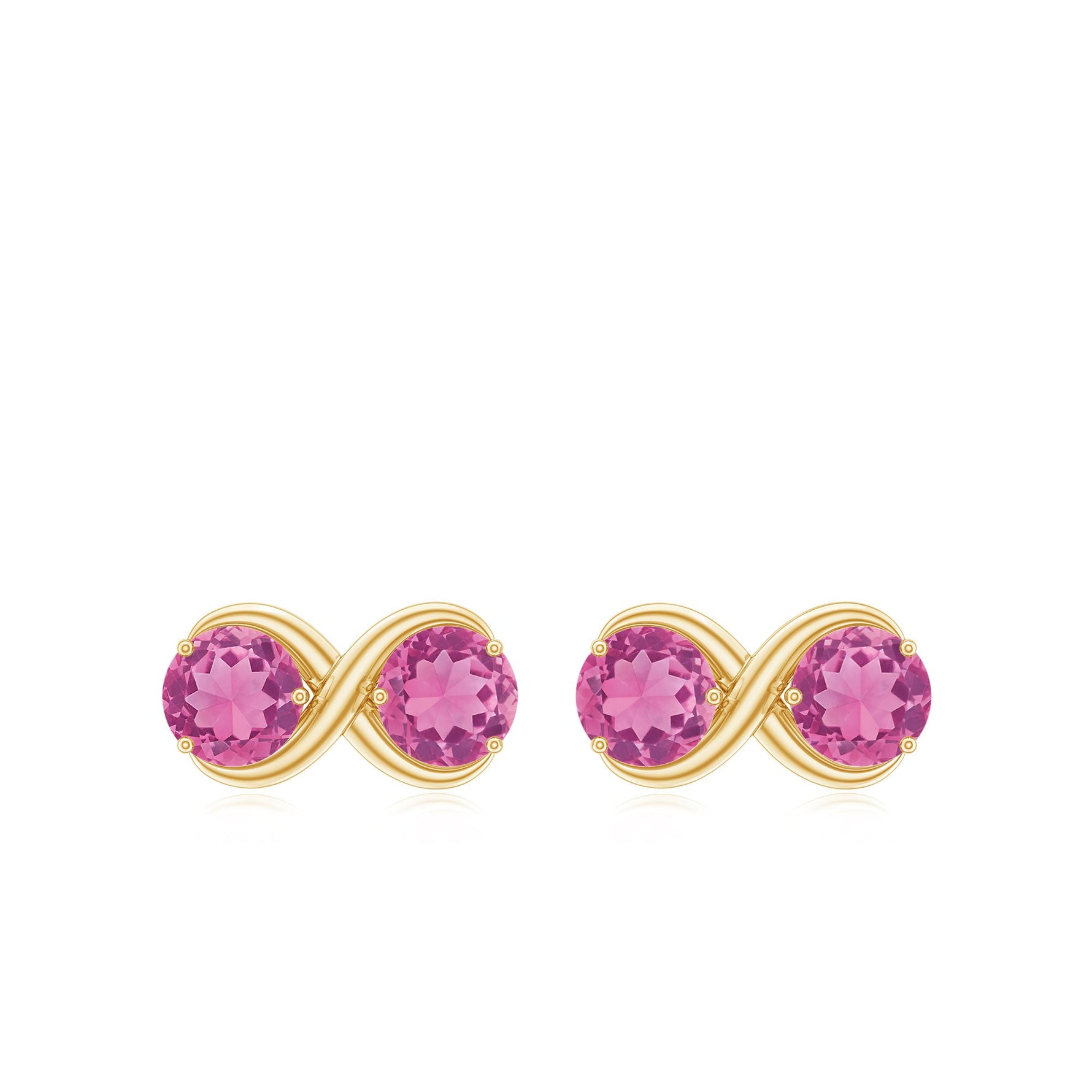 1 CT Simple Pink Tourmaline Two Stone Infinity Stud Earrings