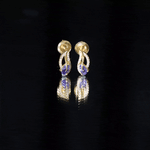Pear Shape Tanzanite and Diamond Leaf Stud Earrings