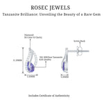 Pear Shape Tanzanite and Diamond Leaf Stud Earrings