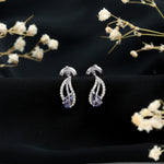 Pear Shape Tanzanite and Diamond Leaf Stud Earrings
