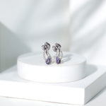 Pear Shape Tanzanite and Diamond Leaf Stud Earrings