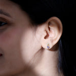 Pear Shape Tanzanite and Diamond Leaf Stud Earrings