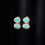 1.75 CT Oval Cut Emerald and Diamond Starburst Stud Earrings