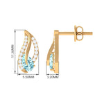 Certified Real Aquamarine Leaf Earrings with Diamond