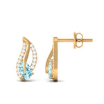 Certified Real Aquamarine Leaf Earrings with Diamond